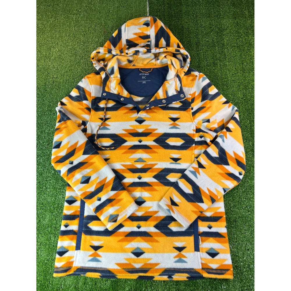 Department West Mens Southwestern Aztec Print Fleece Hoodie‎ Pullover Small